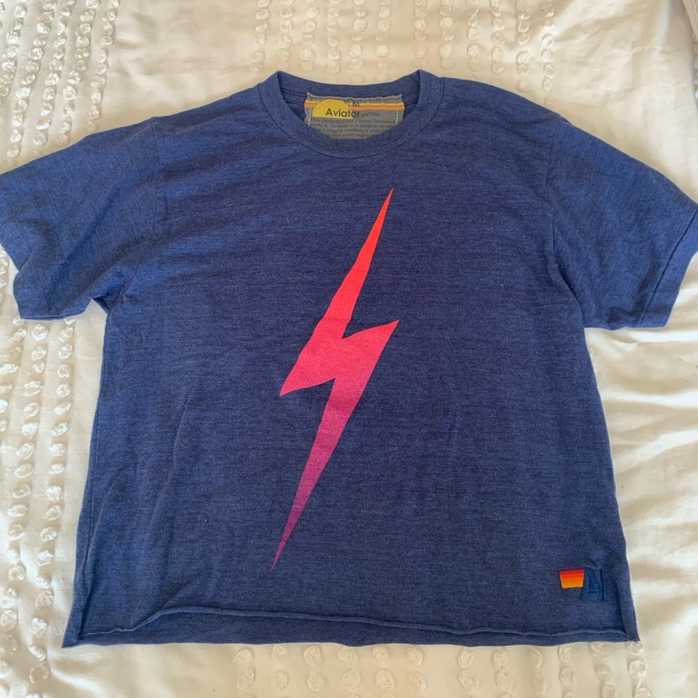 aviator nation cropped bolt tee size women's M